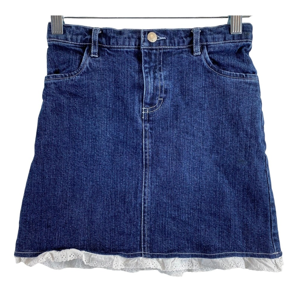 Hartstrings denim skirt 8 adjustable waist eyelet trimmed